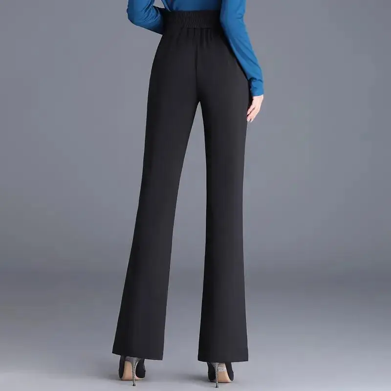 2023 Autumn and Winter Women's High Waist Patchwork Button Pockets Slim Solid Color Fashion Casual Elegant Commuter Horn Pants