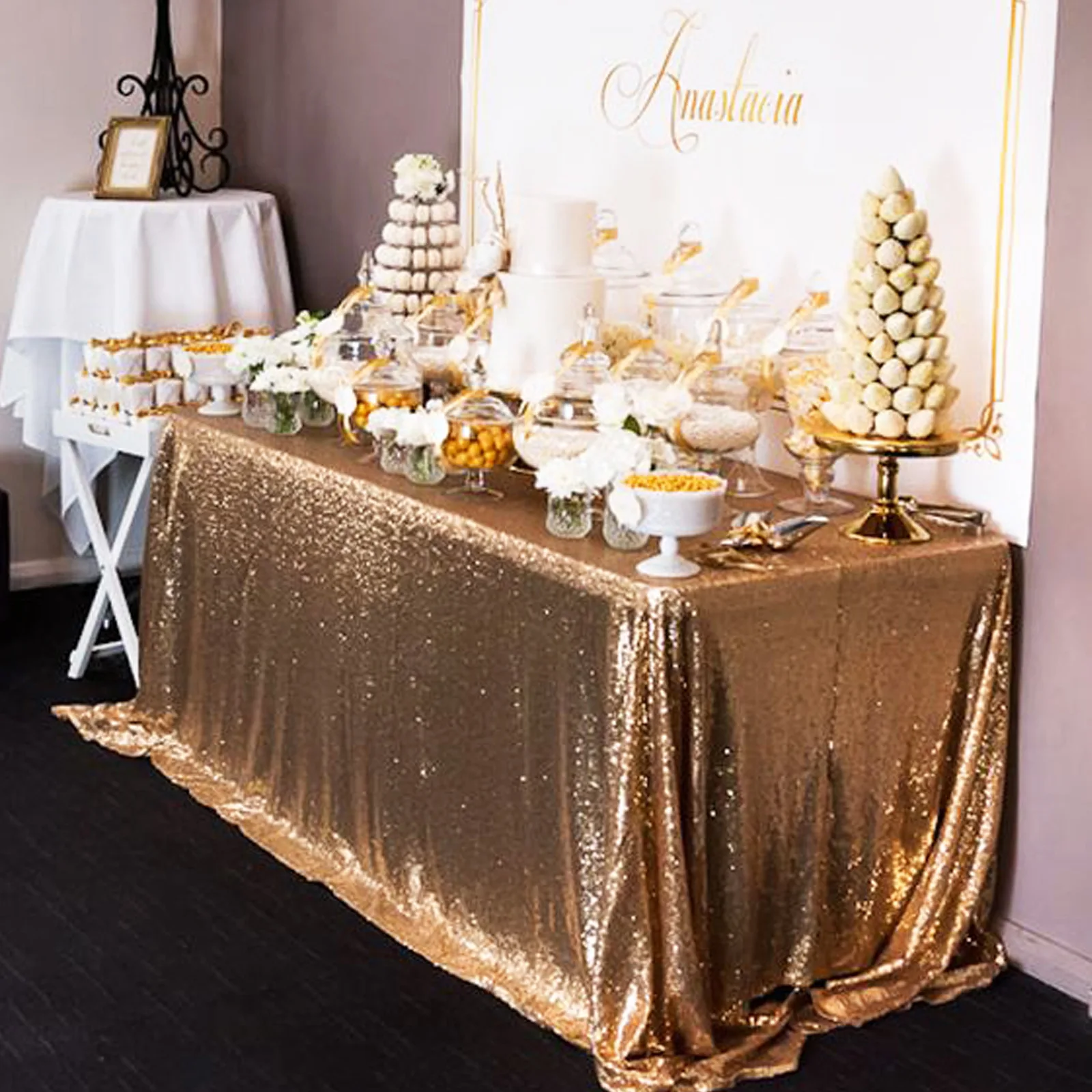 Gold glitter table runner home dining decorative wedding table decor accessory 