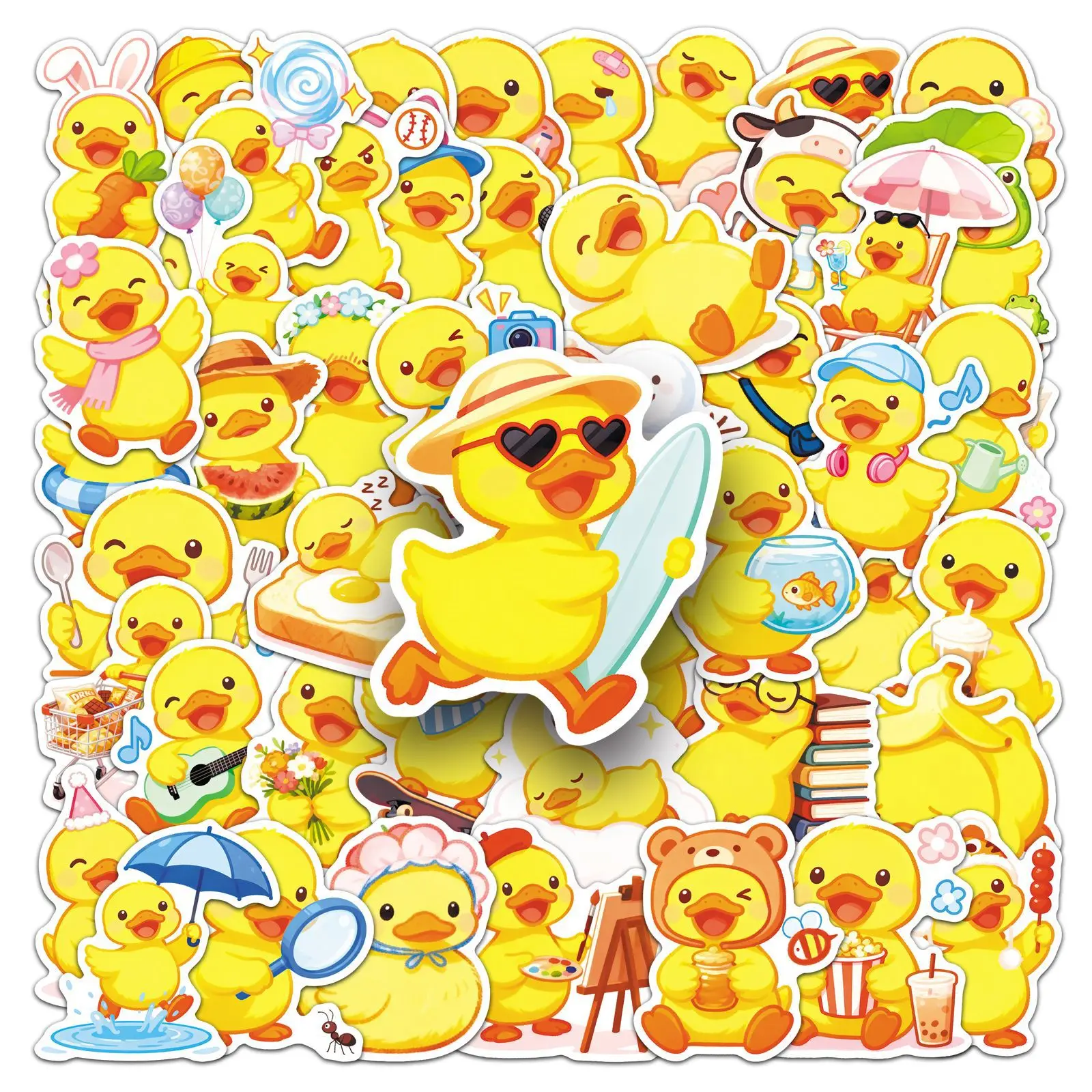 Cute Duck Waterproof Decorative Stickers - 51PCS Set