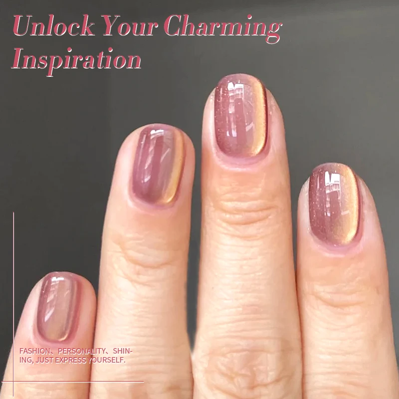 BORN PRETTY ピンクガラスビーズ猫磁気ジェルネイルポリッシュ 10