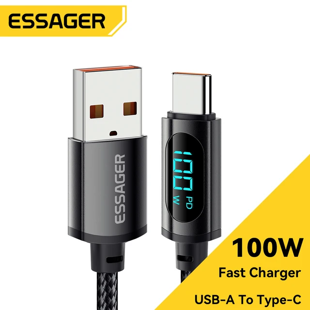 Essager USB نوع C كابل العرض ، PD 100 واط شحن سريع ، سلك البيانات ل شاومي بوكو ، سامسونج الشرف ، 70 برو ، Oneplus شاحن ، 7A 1