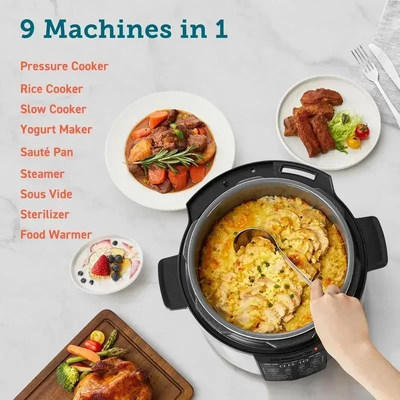 COSORI Electric Pressure Cooker 6-Qt, 9-in-1 Multi-Cooker: Rice, Saut&eacute;, Sous Vide, Sterilizer, 1100W, Stainless Steel, Cookbook