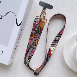 Retro Pattern Crossbody Phone Strap with Adjustable Length - Universal Antilost Neck Lanyard - Polyester / Nylon (Piano Black)