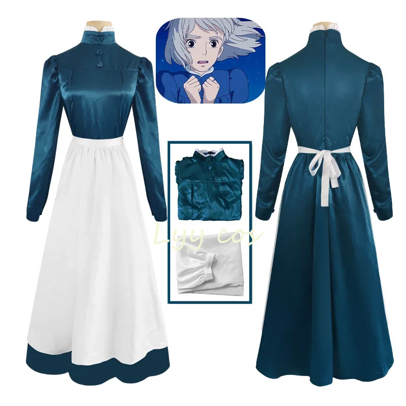 

Anime Howl's Moving Castle Cosplay Costumes Sophie Hatter Dress Green Uniforms For Women Halloween