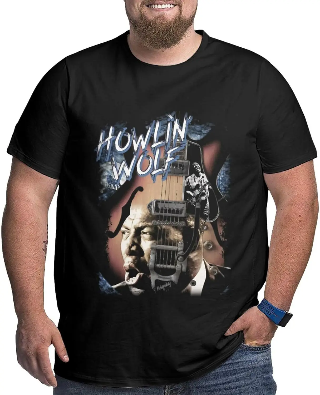 

Howlin Singer Wolf Big Size T Shirt Cotton Fashion Casual Short Sleeve Round Neck Tops