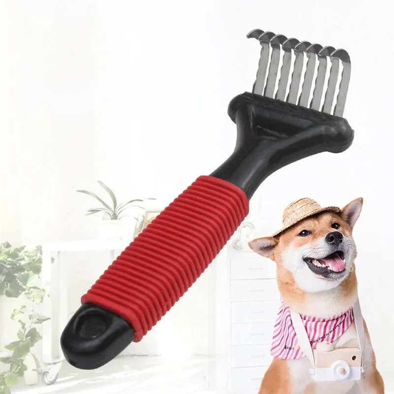 Poodle Pet Bundle - Dematting Fur Rake Comb Brush Tool With Steel Safety Blades For Detangling Matted Or Knotted Undercoat Hair And Slicker Brush For Small And Large Dogs Pet