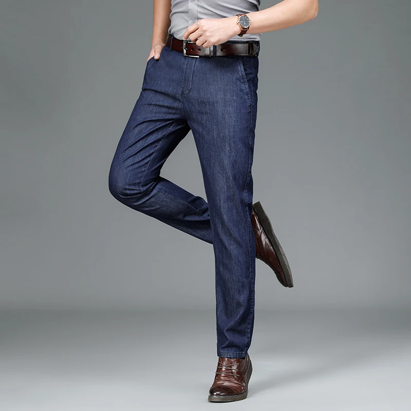 SHAN BAO Spring/Summer Brand Cotton Straight Loose Men's Jeans Classic Business Casual Office Men's High Quality Denim Jean