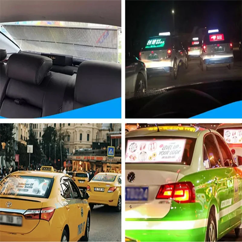 DIY Car rear window LED p2.6-5.2 full color display advertising taxi LED intelligent management control room transparent screen 4
