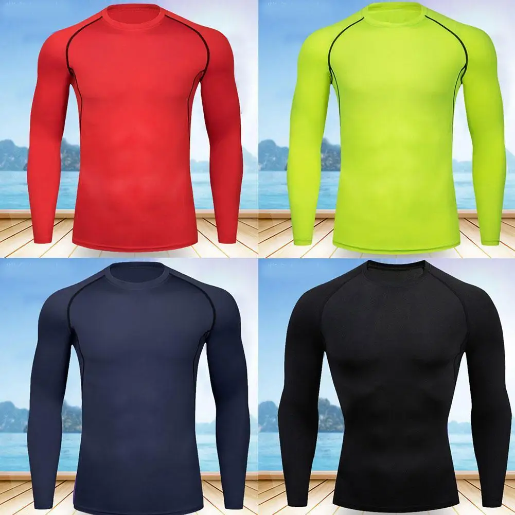 Men Compression Running T Shirt Fitness Tight Long Sleeve Sport Tshirt
