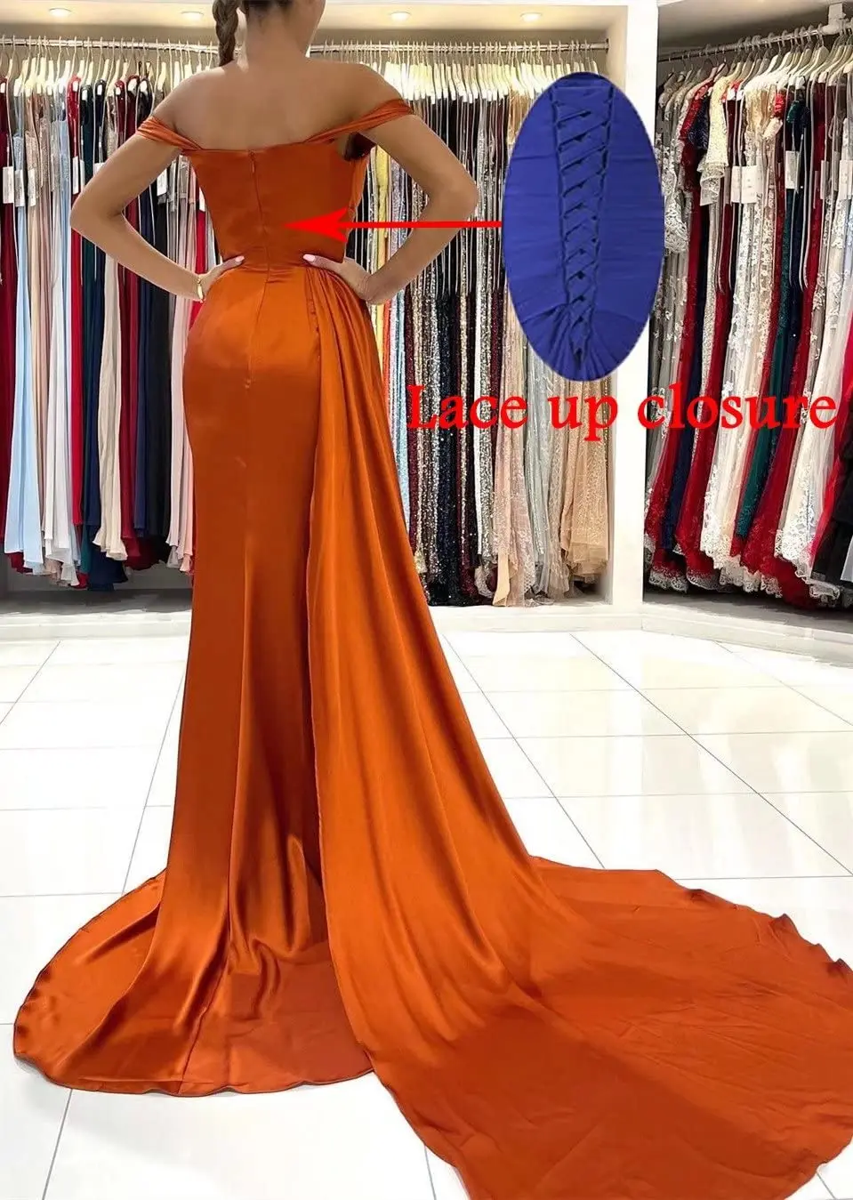 Off Shoulder Evening Dresses Long Mermaid Satin فساتين السهرة  Slit Party Prom Gown with Tail for Women black evening dresses