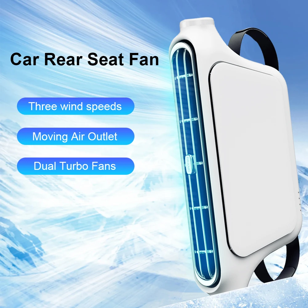 Car Headrest Cooling Fan 3 Speeds Adjustable Electric Car Seat Fan 5V/2A Car Rear Backrest Fan Car Interior Accessories
