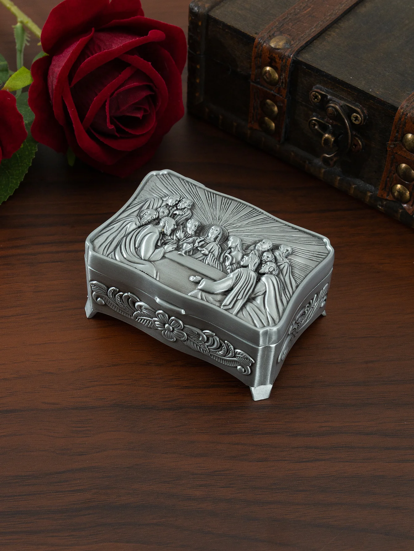 European retro metal crafts Last Supper jewelry storage box creative storage jewelry gift collection box relic mini storage boxes