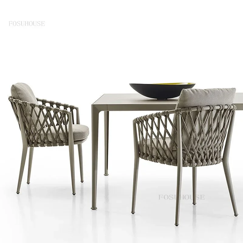 Nordic Ribbon Beach Chairs Simple Table And Chair Combination Leisure Terrace Balcony Outdoor Wicker Chair Set Outdoor Furniture