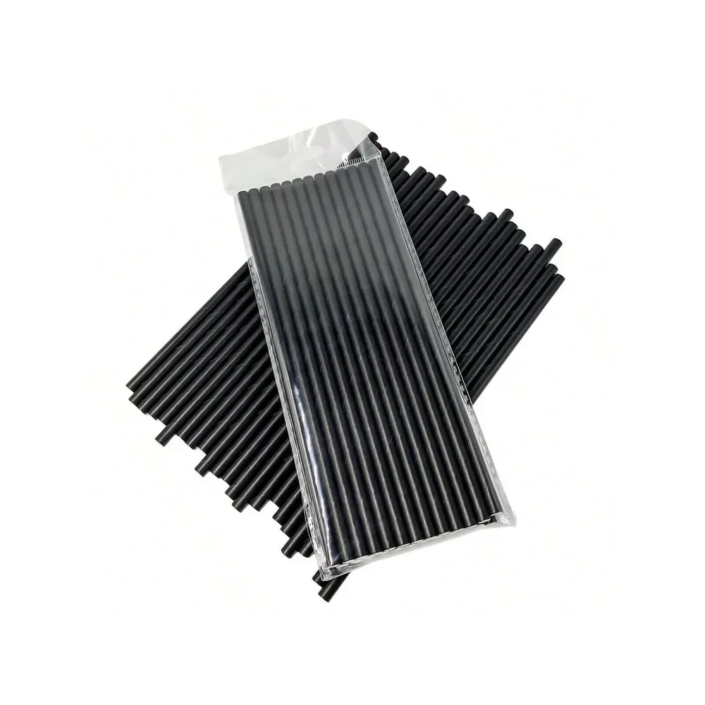 50pcs Disposable Solid Color Paper Straws White Black Kraft Brown Suitable for Restaurants Cocktails Bars Birthdays Weddings