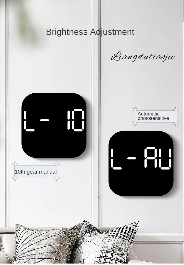 Digital Wall Clock with Temperature and Date - LED Alarm Clock 1224H Remote Control
