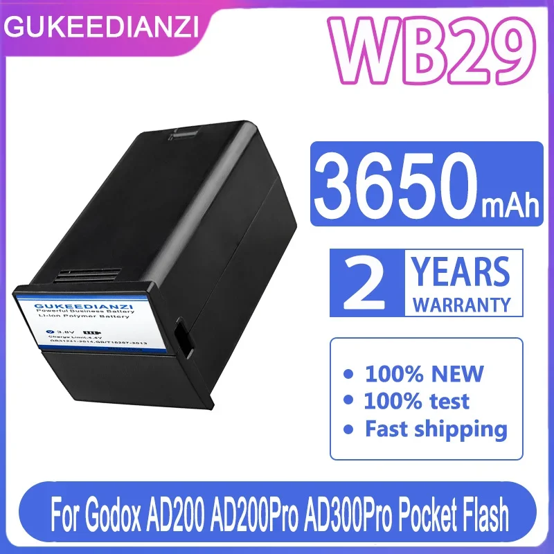 

Сменный аккумулятор GUKEEDIANZI WB29 3650 мАч для Godox Witstro AD200 AD200PRO AD200 PRO (аккумулятор AD200)