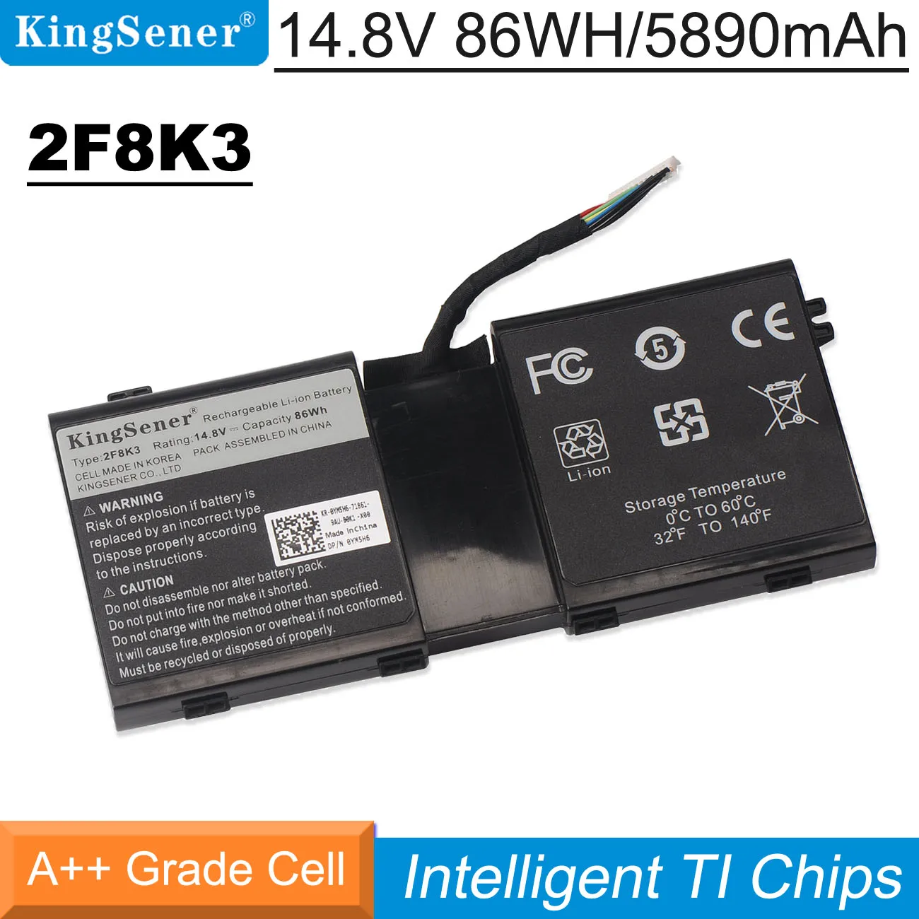 Kingsener 2f8k3 Bateria do Portátil para Dell Alienware 17 r1 17x M17x-r5 Alienware 18 r1 18x M18x-r3 Série 02f8k3 Kj2px 14.8v 86wh