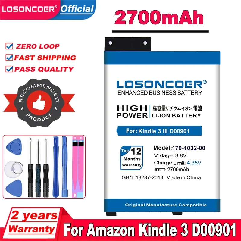 2700mAh Battery For Kindle 3 III Keyboard eReader D00901 Graphite 170-1032-00 170-1032-01 S11GTSF01A GP-S10-346392-0100