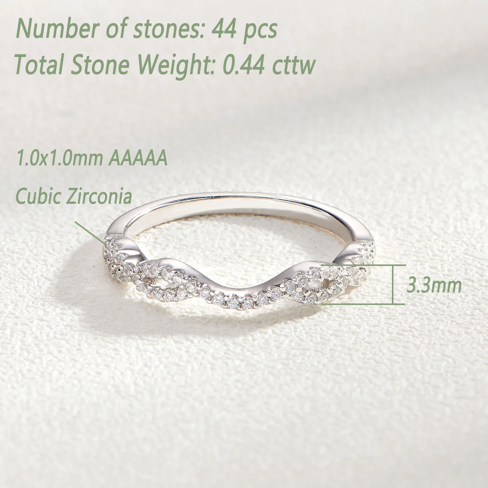 Genuine 925 Sterling Silver Twisted Infinity Eternity Ring