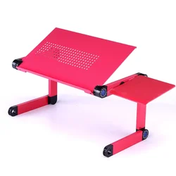 Portable Ergonomic Aluminum Laptop Desk with Mouse Pad - Ideal for Bed, Sofa, and TV Use (DNZ - pink)
