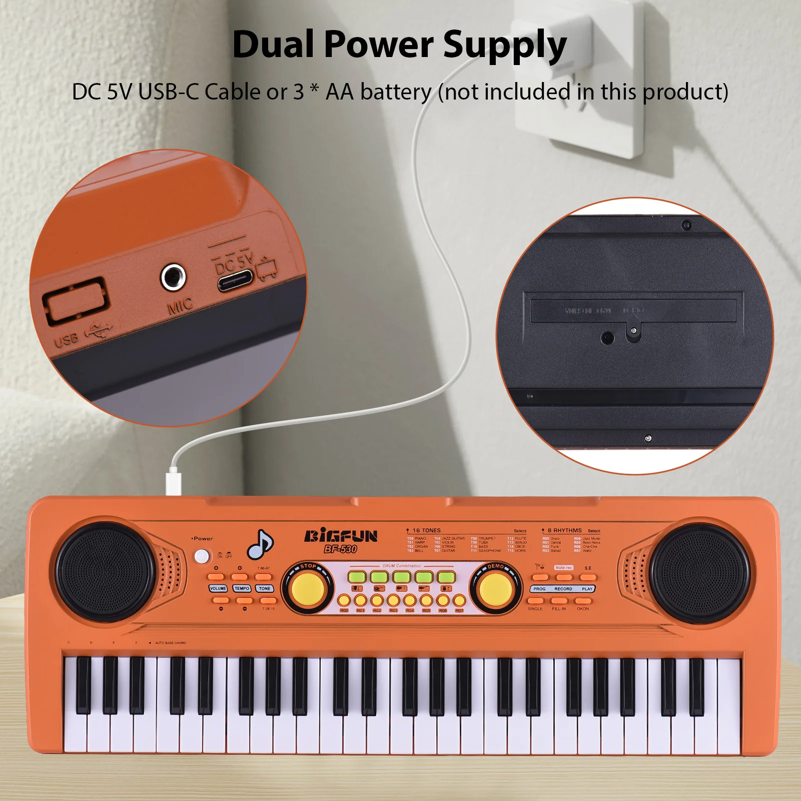 Keyboards Piano 49 Key Portable Electronic Keyboard Piano 16 Tones 8Rhythms 5 Percussion 6 Demos Speaker Musical Instrument