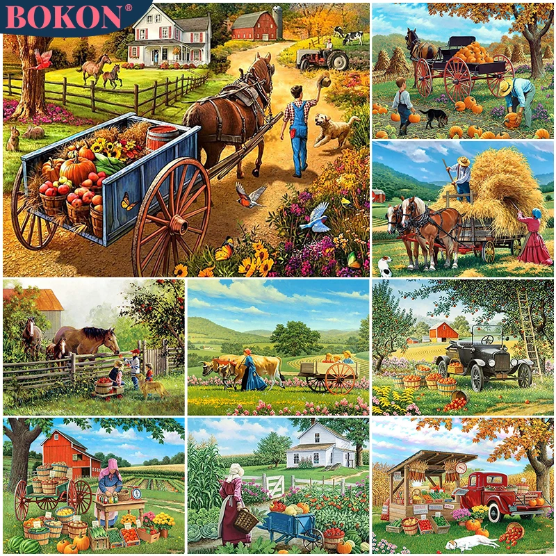 

5D Diamond Painting Harvest Landscape Painting Diamond Embroidery Farm Landscape DIY Diamond Mosaic Home Decoration