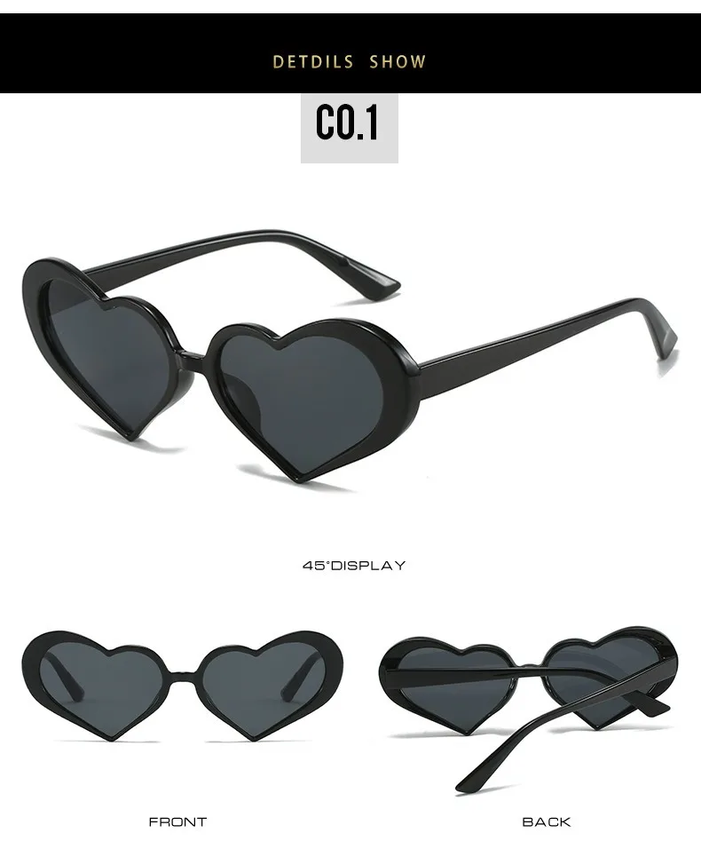 Ein Paar süße Mädchen Süßigkeiten farbige herzförmige Sonnenbrille modische und trend ige Pfirsich Herz Ozean Stück Sonnenbrille – Detail 5