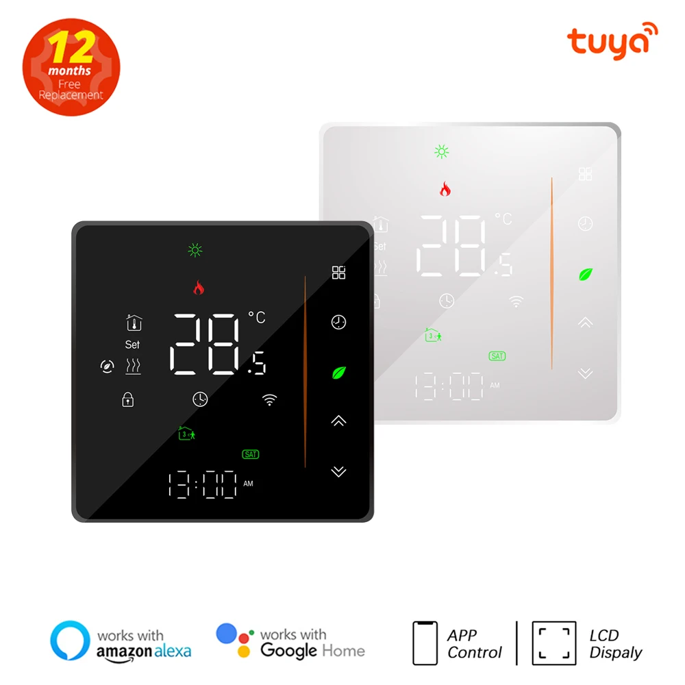Термостат для газового котла Tuya с Wi-Fi, умный контроллер температуры для теплого пола, работает с Alexa Google Home умный термостат tuya с wi fi контроллер температуры для воды электрического подогрева пола газового котла панель переключателя работает с