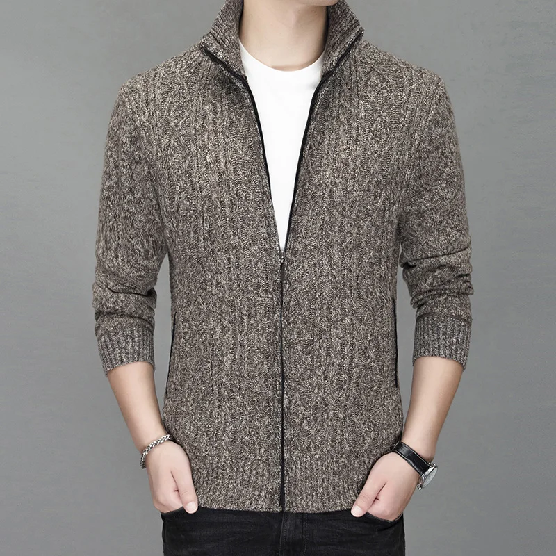 2025 Thick Warm New Fashion Brand Sweater Cardigan For Men Slim Fit Jumpers Knitred Winter Korean Style Casual Mens Clothes 4