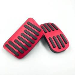Enhanced Car Pedal Covers - Fuel, Brake, and Rest Foot Pedals (AT 2pcs Red)