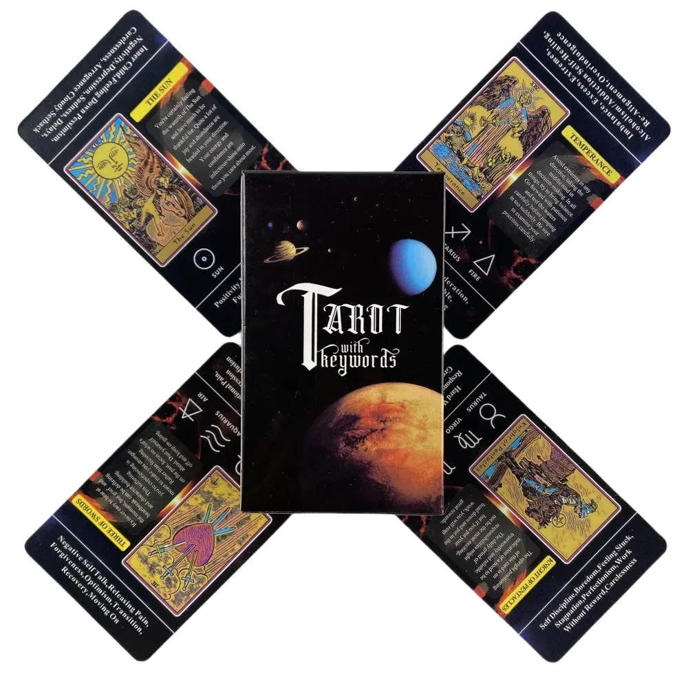 

Tarot с ключевые слова, карты для начинающих и понимания значений на них, 78 колодов, выпуск для гадания на английском языке, Borad