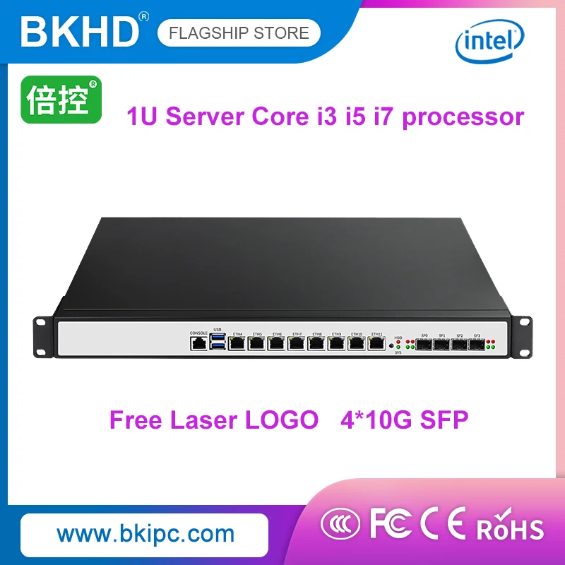 Bkhd Intel Core I7 9700 Processore 1U 8 Lan Server Rack 4 Sfp 10G I3 I5 I7 Firewall Appliance Pfsense Con Oem H170 Lga1151