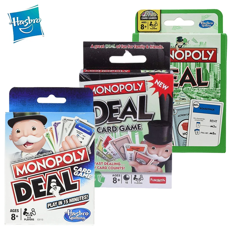 Original Hasbro Monopoly Deal Games Playing-cards Table Board Logic Learn Birthday Kids Game Toys for Family Adult Fast Dealing