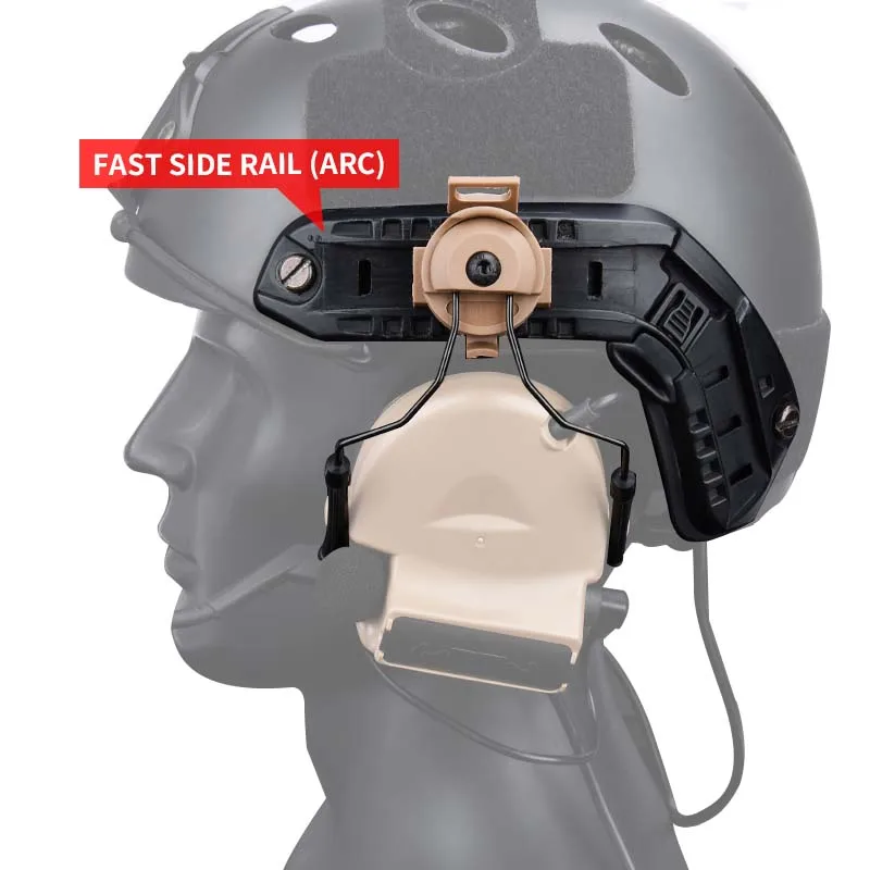 Tactic Fast Rail Mounts Adapter Headset Bracket headphone Holder Set Shooting Helmet ARC Rail Adapter sordin