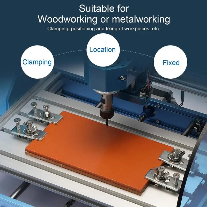 4 Pcs T-Track Hold Down Clamp Kit Press Plate for Table Saw Engraving Compatible with 3018 Series CNC Router Machine