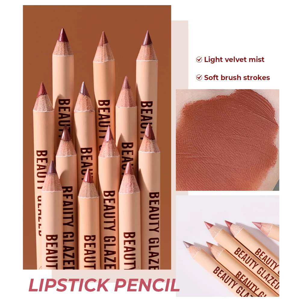 Lip Liner Pencil Set 12pcs Matte Nude Sharping Lipliner Pencil Lipstick Waterproof Long Lasting Lipstick Pen Lip Tint Cosmetics