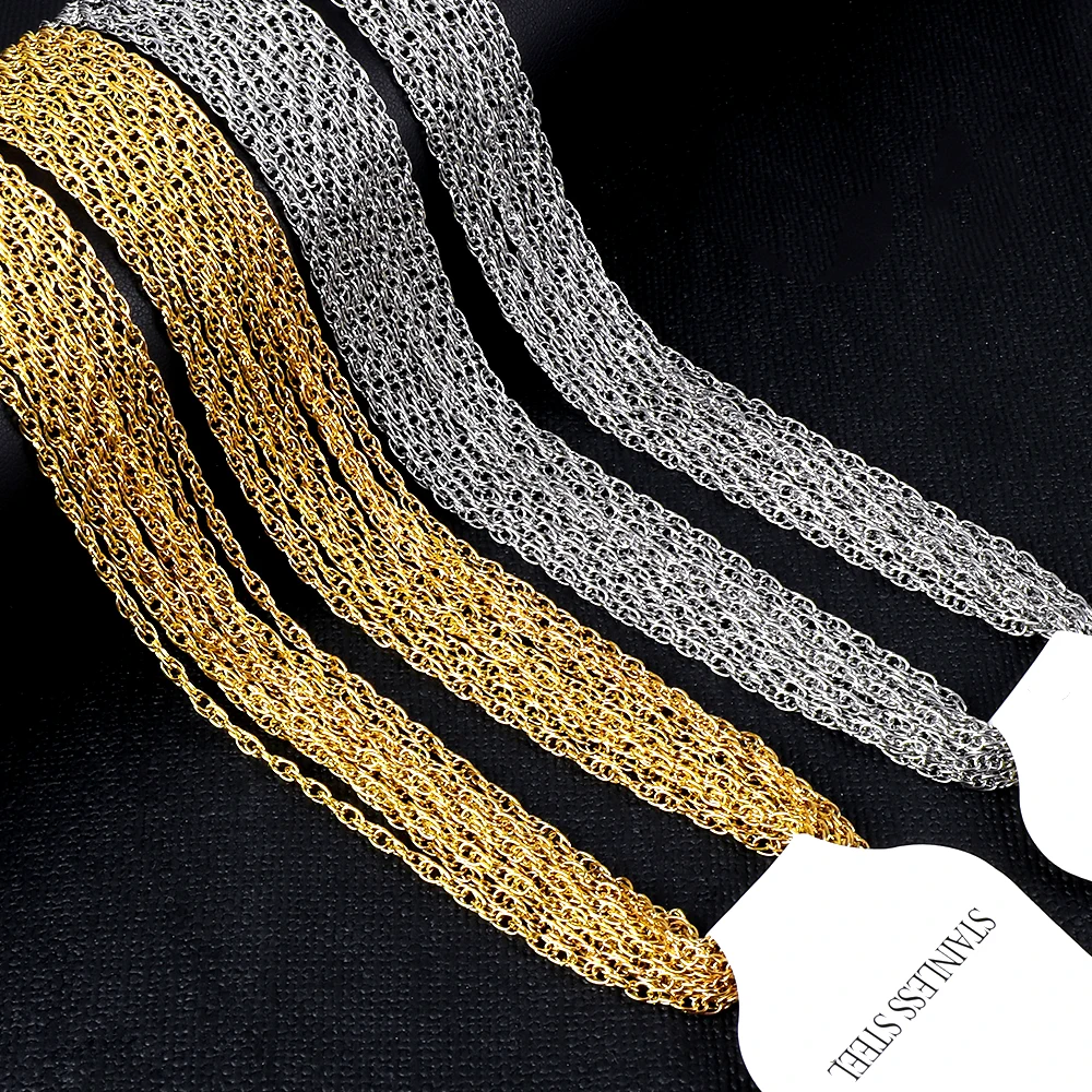 

10pcs/Lot Stainless Steel Chain Necklace For Women Men Round Double Button Choker Gold Color Fashion Mujer Male Jewelry