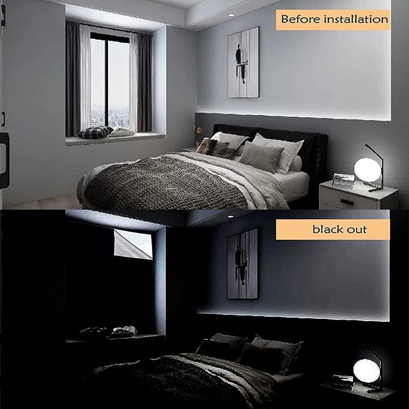 Foldable Outdoor Travel Blackout Balcony Curtain Universal Perforations DIY Tailorable Black Curtains Adhesive Comfortable Sleep 4