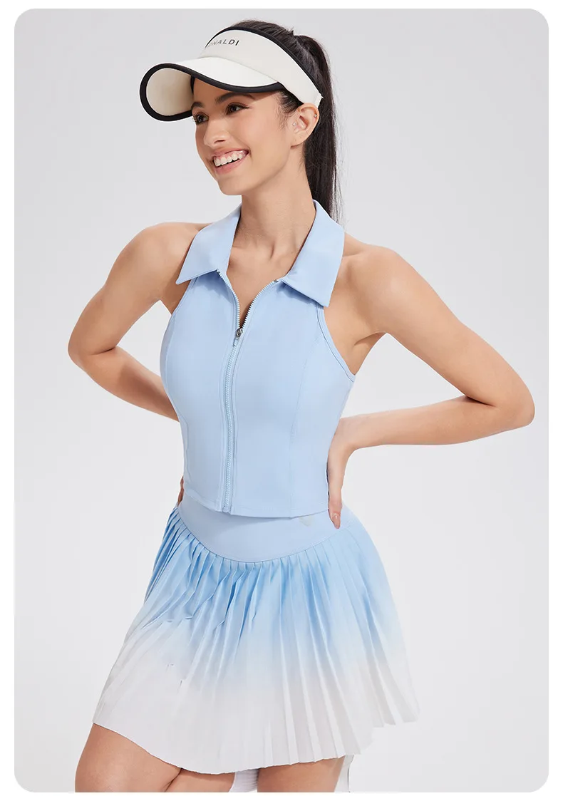 Women Tennis Suit Set, Polo Collar, Front Zipper, Badminton Sports Short Skirt 11 Scf4adfcc5cfa44db9f5f42c8121a1e3e0