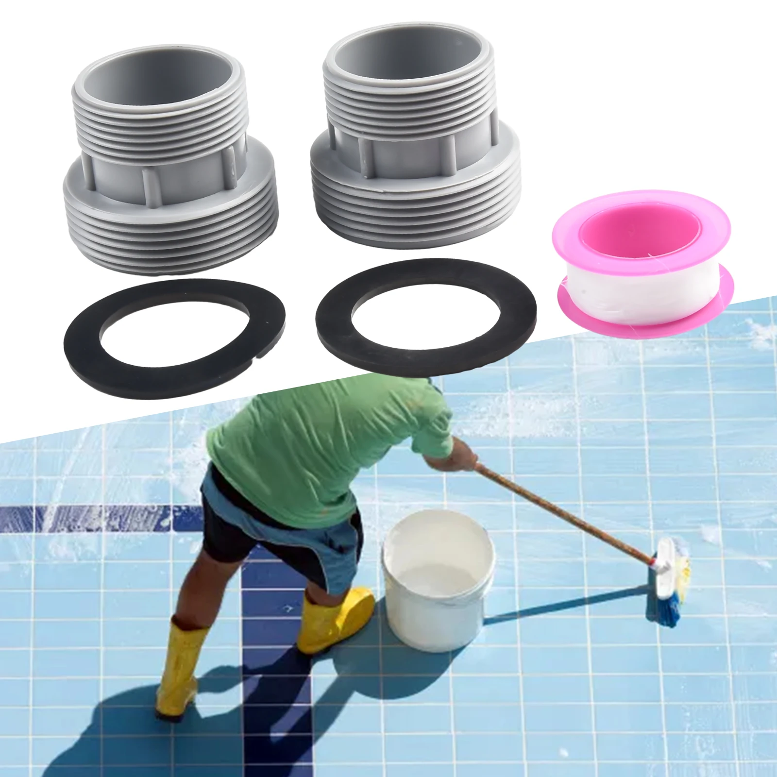 

40mm To 1 1/2\\\" Filter Hose Conversion Kit Above Ground Pool Adapter Connects Pool Maintenance Tool Kit Garden Supplies