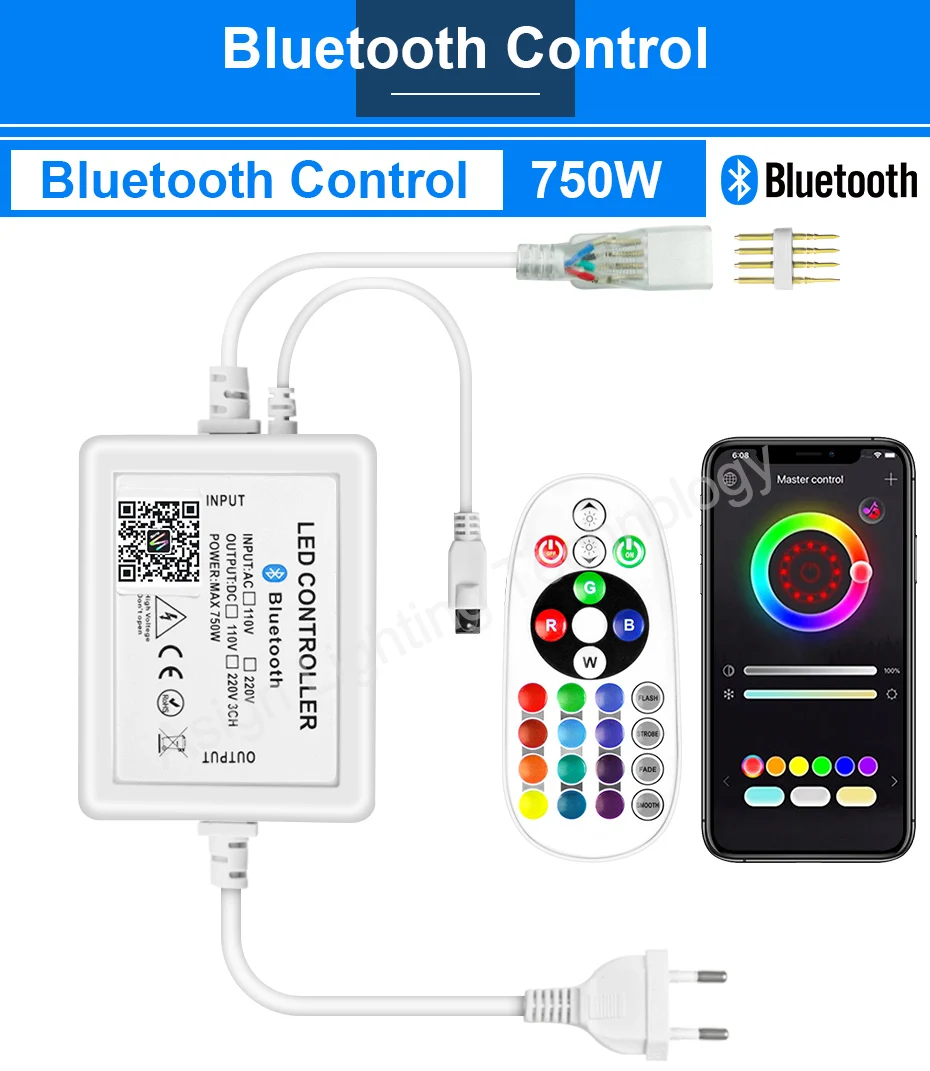 Alimentação, Fita LED, Neon Remoto, Bluetooth, Tuya