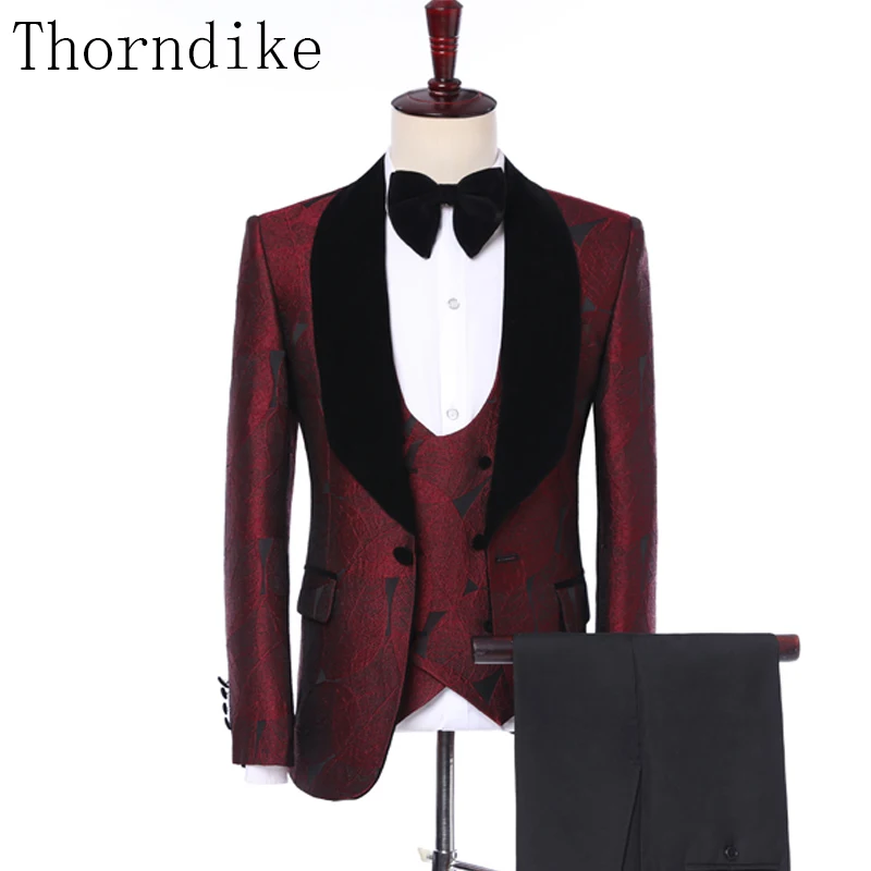 Mens suit Thorndike Male Wedding Prom Suit Green Slim Fit Tuxedo Men Formal Business Work Wear Suits 3Pcs Set (Jacket + Pants + Vest)