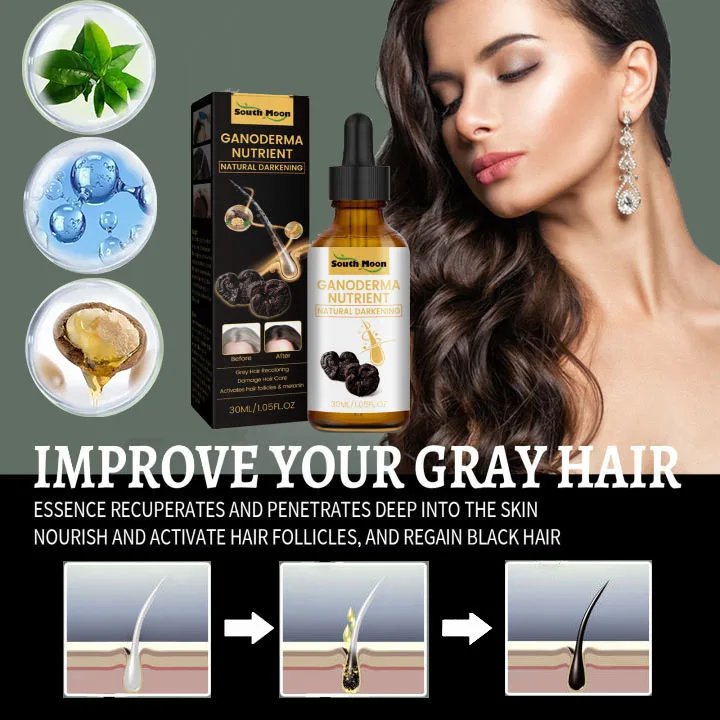 Gray White Hair Treatment Serum Liquid White To Black Natural Color Repair Nourish Product Anti Loss Hair Care Men Women