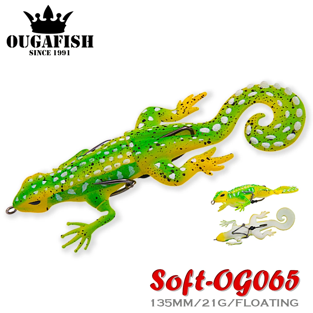 Fishing Lure Softbait Silicone Gecko 135mm 21g Three Hooks Leurre Souple Blackfish Isca Artificial Accesorios De Pesca Equipment