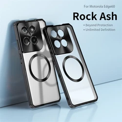 Magnetic Aluminum Alloy Frame Case with Matte Transparent Shell for Motorola Edge 60 Pro (Black)