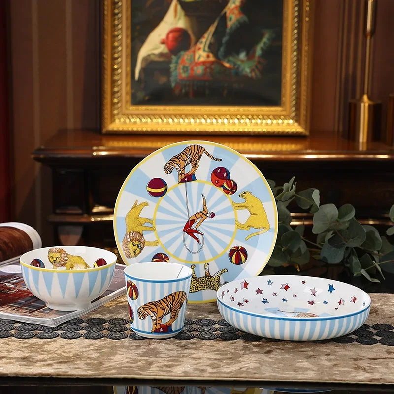 Fun Circus 4-piece Set of Ceramic Bowls For Children's Exclusive Tableware