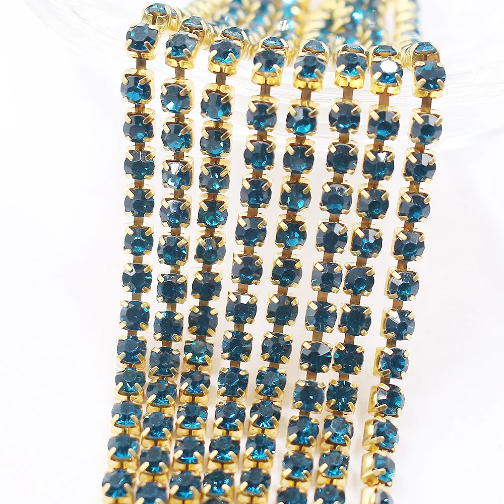 1 Yard Gold Claw Rhinestone Cup Chain