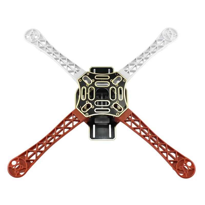 Détail des bras du kit cadre F450 Flame Wheel multicolore pour DJI, illustrant la fixation des moteurs.
