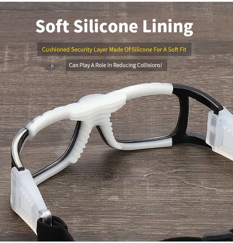 Sports goggles showing lens width of 145mm and lens height of 50mm.