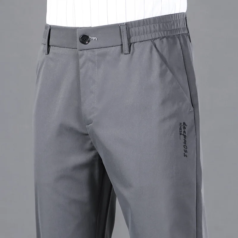 

2023 Fall Casual Pants Men's Elastic Waist Stretch Pants Small Straight Leg Long Pants Business Sag Dress Pants No-press Pants